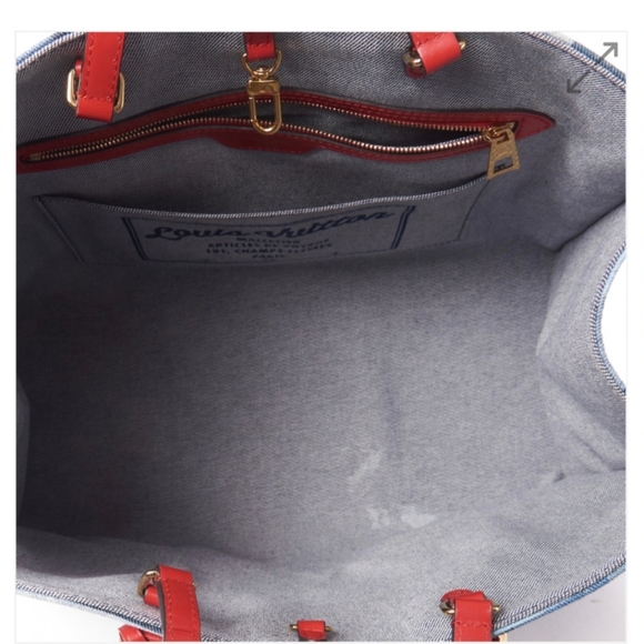 ❗️SOLD❗️2×🎉HP🎉Louis Vuitton Denim Damier Monogram Blue Rouge Onthego GM - Picture 11 of 16